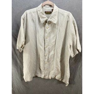 Cubavera Button Up Shirt Adult 2XL Beige‎ Short Sleeve Casual Camp Mens.